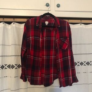 Red and navy plaid shirt